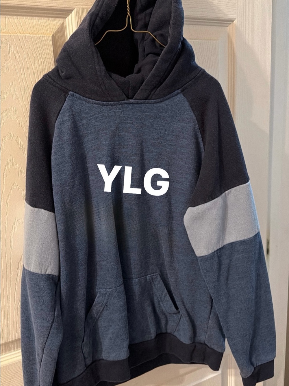 YLG Men's Hooded Pullover Sweatshirt - Navy and Gray